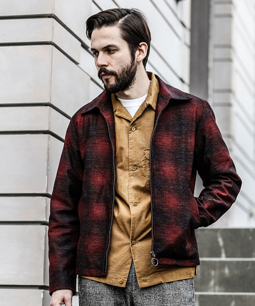 MR.OLIVE（ミスターオリーブ）の「BACK SATIN VINATGE OMBRE CHECK / RING ZIP BLOUSON（ブルゾン・メンズ・ネイビー/ブラウン/ワインレッド・SMALL/MEDIUM/LARGE/X-LARGE）」の21枚目の写真