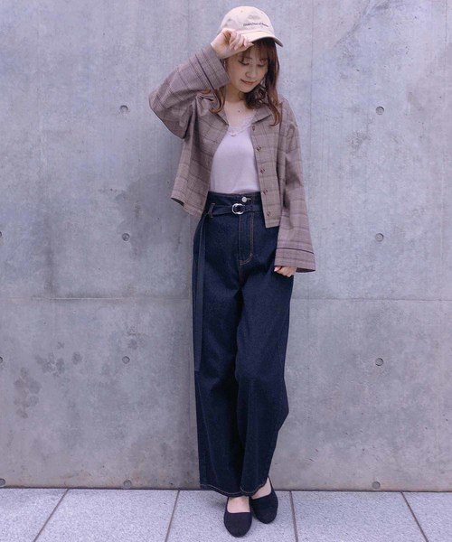 one after another NICE CLAUP（ワンアフターアナザーナイスクラップ）の「開襟チェックシャツ（シャツ/ブラウス・レディース・ブラック/ブラウン/アイボリー・FREE）」の5枚目の写真