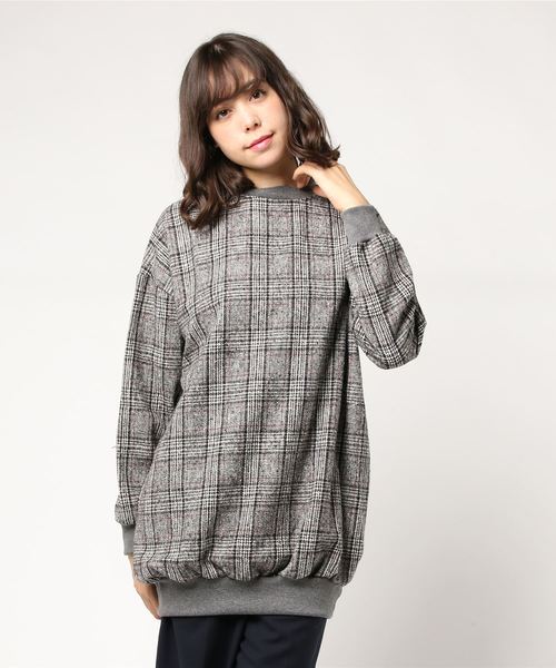 SPIGA（スピーガ）の「ｸﾞﾚﾝﾁｪｯｸﾋﾞｯｸﾞﾄﾚｰﾅｰ（スウェット・レディース・ブラック/ブラウン・FREE）」の6枚目の写真