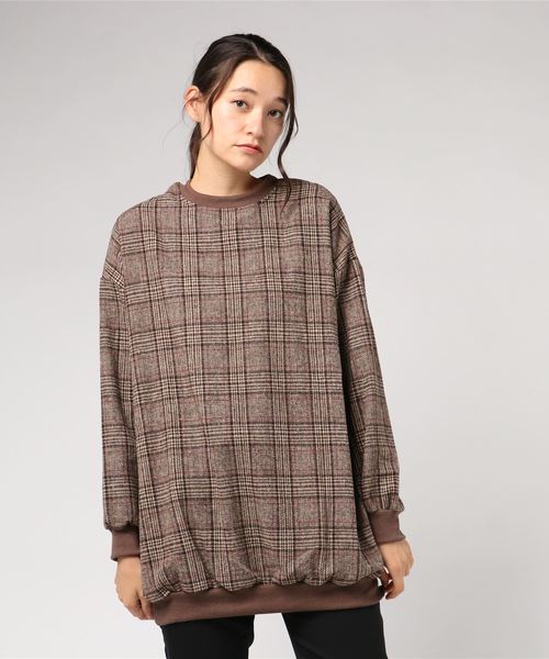 SPIGA（スピーガ）の「ｸﾞﾚﾝﾁｪｯｸﾋﾞｯｸﾞﾄﾚｰﾅｰ（スウェット・レディース・ブラック/ブラウン・FREE）」の5枚目の写真