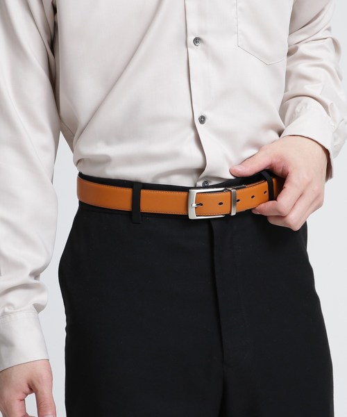 tk.TAKEO KIKUCHI（ティーケータケオキクチ）の「チェック×無地牛革リバーシブルベルト（ベルト・メンズ・ブラック系1/ダークブラウン系1・00）」の4枚目の写真