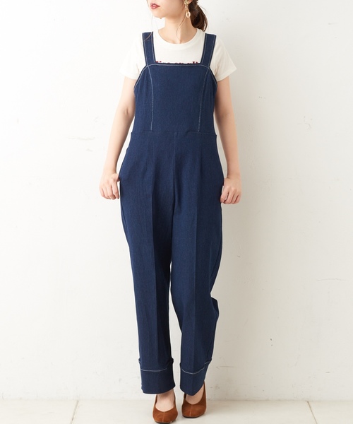 natural couture(ナチュラルクチュール)の「大人シンプルサロペ(サロペット/オーバーオール・レディース・ブラック/オフホワイト/インディゴブルー・FREE)」の20枚目の写真