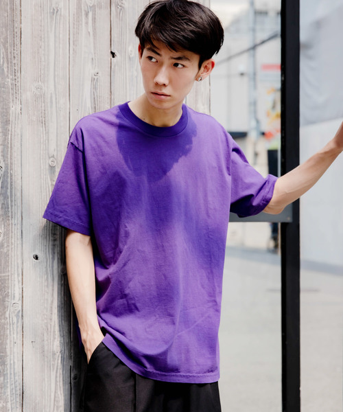 LOS ANGELES APPAREL（ロサンゼルスアパレル）の「【LOS ANGELES APPAREL】6.5oz Garment Dye Crew Neck T-Shirt（Tシャツ/カットソー・メンズ・ホワイト/ブラック/パープル/ネイビー/レッド/ブルー/サンドベージュ/フューシャピンク・L/M/XL）」の7枚目の写真