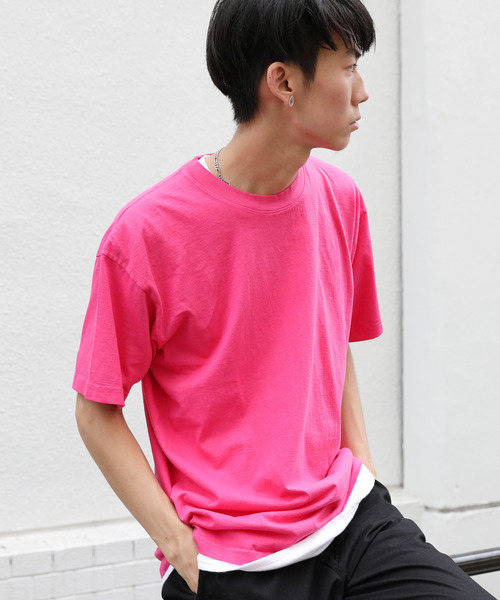 LOS ANGELES APPAREL（ロサンゼルスアパレル）の「【LOS ANGELES APPAREL】6.5oz Garment Dye Crew Neck T-Shirt（Tシャツ/カットソー・メンズ・ホワイト/ブラック/パープル/ネイビー/レッド/ブルー/サンドベージュ/フューシャピンク・L/M/XL）」の8枚目の写真
