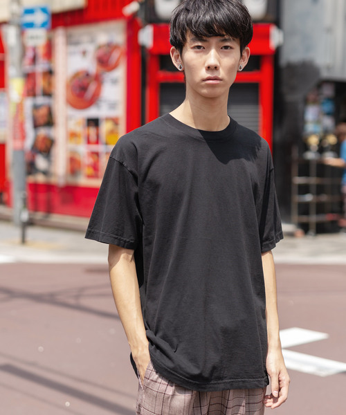 LOS ANGELES APPAREL（ロサンゼルスアパレル）の「【LOS ANGELES APPAREL】6.5oz Garment Dye Crew Neck T-Shirt（Tシャツ/カットソー・メンズ・ホワイト/ブラック/パープル/ネイビー/レッド/ブルー/サンドベージュ/フューシャピンク・L/M/XL）」の3枚目の写真