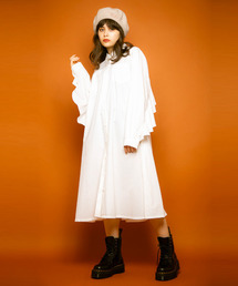 Candy Stripper ストライプシャツワンピース　バックフリルシャツ　春 Candy Stripper（キャンディストリッパー）の「BACK FRILL