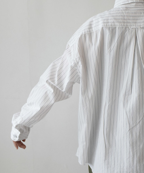 quadro（クオドロ）の「オーガニックコットンストライプワイドシャツ（シャツ/ブラウス・レディース・ホワイト/オフホワイト・FREE）」の9枚目の写真