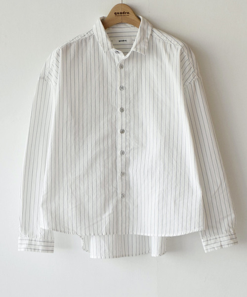 quadro（クオドロ）の「オーガニックコットンストライプワイドシャツ（シャツ/ブラウス・レディース・ホワイト/オフホワイト・FREE）」の13枚目の写真
