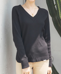 Waffle V-Neck Basic Top/ワッフルVネックベーシックトップ