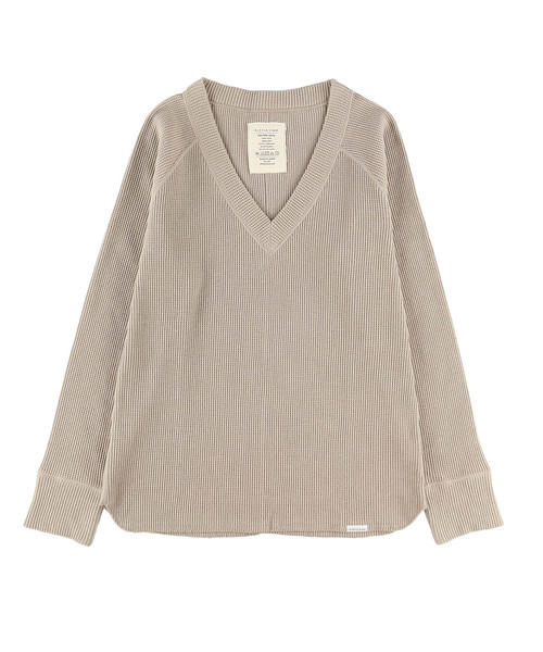 カットソー(長袖/七分) ALEXIASTAM Waffle V-Neck Basic Top セール】Waffle V-Neck Basic Top/ワッフルVネックベーシックトップ（T