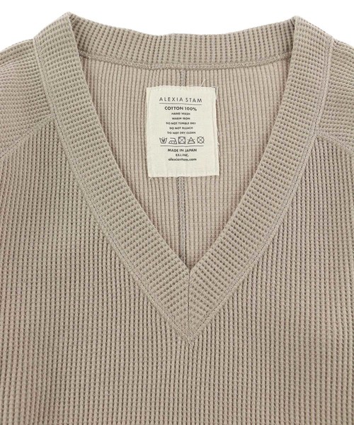 カットソー(長袖/七分) ALEXIASTAM Waffle V-Neck Basic Top セール】Waffle V-Neck Basic Top/ワッフルVネックベーシックトップ（T