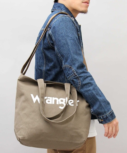 Wrangler（ラングラー）の「【 Wrangler / ラングラー 】 2WAY キャンバス ショルダー トートバッグ / シンプルロゴ（トートバッグ・メンズ・ホワイト/ブラック/カーキ・FREE）」の3枚目の写真