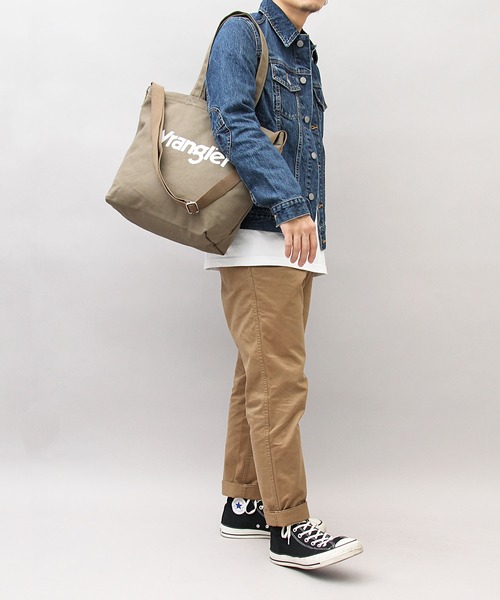 Wrangler（ラングラー）の「【 Wrangler / ラングラー 】 2WAY キャンバス ショルダー トートバッグ / シンプルロゴ（トートバッグ・メンズ・ホワイト/ブラック/カーキ・FREE）」の21枚目の写真