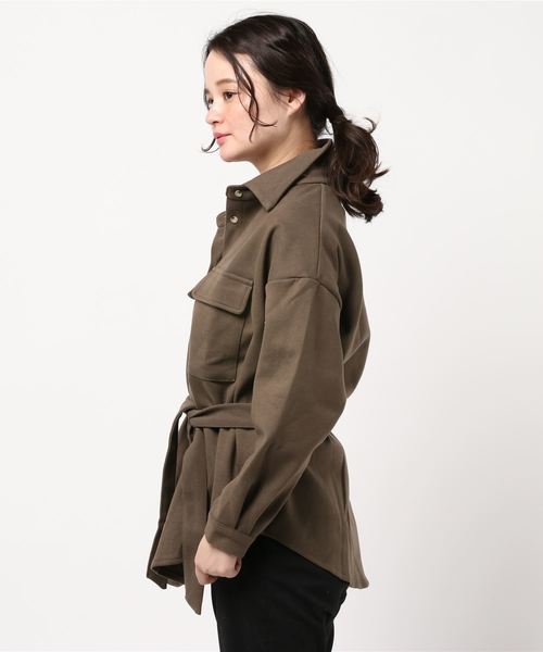 fifth(フィフス)の「ベルト付CPOシャツジャケット(ライダースジャケット・レディース・ベージュ/カーキ・MEDIUM)」の16枚目の写真