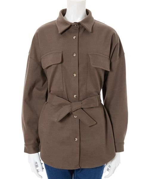 fifth(フィフス)の「ベルト付CPOシャツジャケット(ライダースジャケット・レディース・ベージュ/カーキ・MEDIUM)」の5枚目の写真