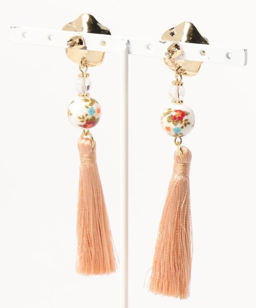 カヤ（カヤ）の「【カヤ】桔梗和玉タッセルピアス（ピアス（両耳用）・レディース・オレンジ/グリーン/ワインレッド/イエロー/ピンク/ネイビー・FREE）」の7枚目の写真
