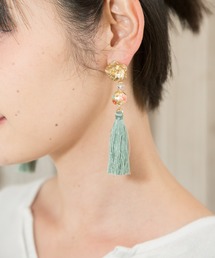 【カヤ】桔梗和玉タッセルピアス