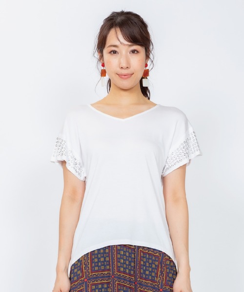 JETSET SOLO PLUS （ジェットセットソロプラス）の「2WAY デザインTシャツ（Tシャツ/カットソー・レディース・ブラック/オフホワイト/ブルーグレー・FREE）」の6枚目の写真