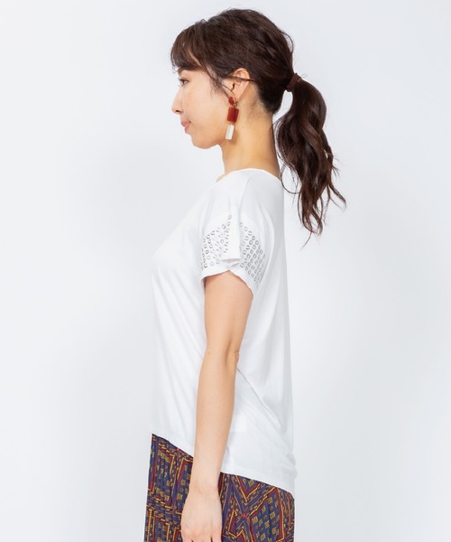 JETSET SOLO PLUS （ジェットセットソロプラス）の「2WAY デザインTシャツ（Tシャツ/カットソー・レディース・ブラック/オフホワイト/ブルーグレー・FREE）」の5枚目の写真