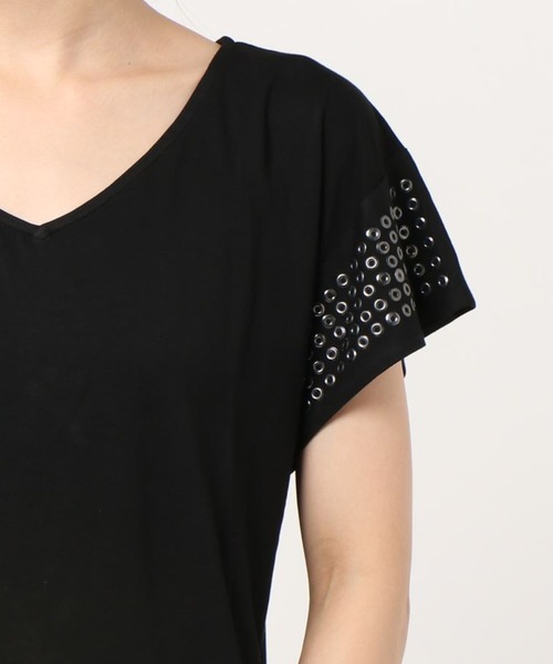 JETSET SOLO PLUS （ジェットセットソロプラス）の「2WAY デザインTシャツ（Tシャツ/カットソー・レディース・ブラック/オフホワイト/ブルーグレー・FREE）」の12枚目の写真