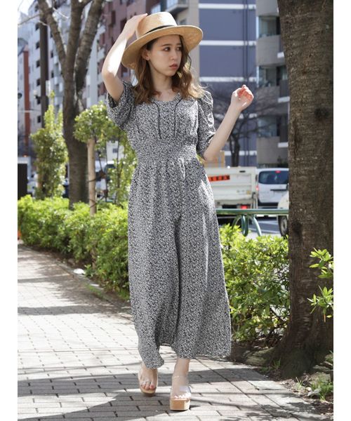 ワンダフルワールド♡ワンピース セール】シワになりにくい Aラインコットンタッチワンピース