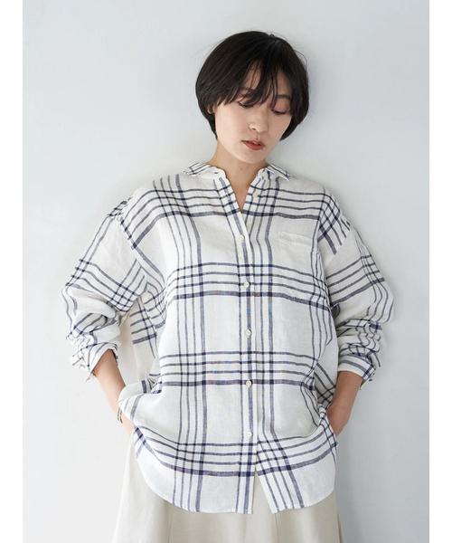 AMERICAN HOLIC(アメリカンホリック)の「ピュアリネンドロップショルダーシャツ*(シャツ/ブラウス・レディース・ネイビー/オフホワイト/サックスブルー/その他5/ストライプ/ライトベージュ/ホワイト系その他7/ブルー系その他6・M/L)」の3枚目の写真