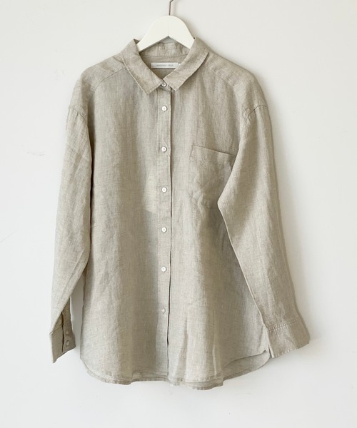 AMERICAN HOLIC(アメリカンホリック)の「ピュアリネンドロップショルダーシャツ*(シャツ/ブラウス・レディース・ネイビー/オフホワイト/サックスブルー/その他5/ストライプ/ライトベージュ/ホワイト系その他7/ブルー系その他6・M/L)」の12枚目の写真