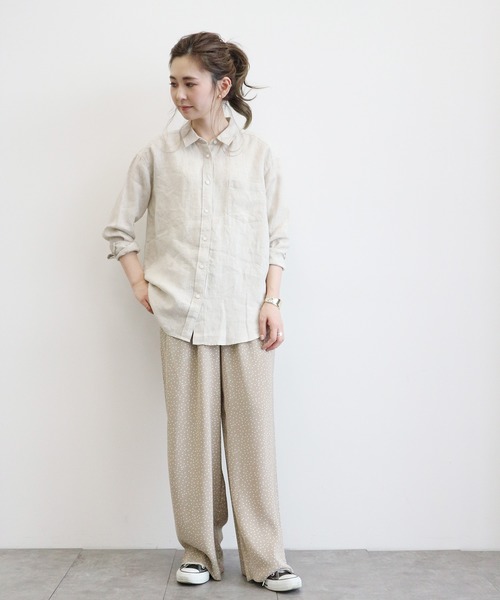 AMERICAN HOLIC(アメリカンホリック)の「ピュアリネンドロップショルダーシャツ*(シャツ/ブラウス・レディース・ネイビー/オフホワイト/サックスブルー/その他5/ストライプ/ライトベージュ/ホワイト系その他7/ブルー系その他6・M/L)」の16枚目の写真