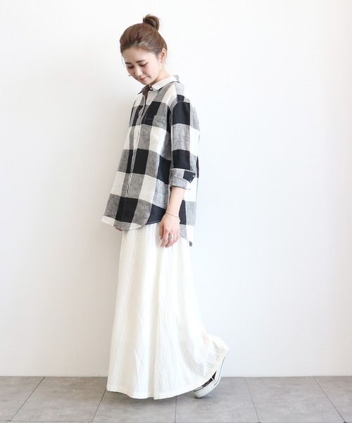 AMERICAN HOLIC(アメリカンホリック)の「ピュアリネンドロップショルダーシャツ*(シャツ/ブラウス・レディース・ネイビー/オフホワイト/サックスブルー/その他5/ストライプ/ライトベージュ/ホワイト系その他7/ブルー系その他6・M/L)」の15枚目の写真