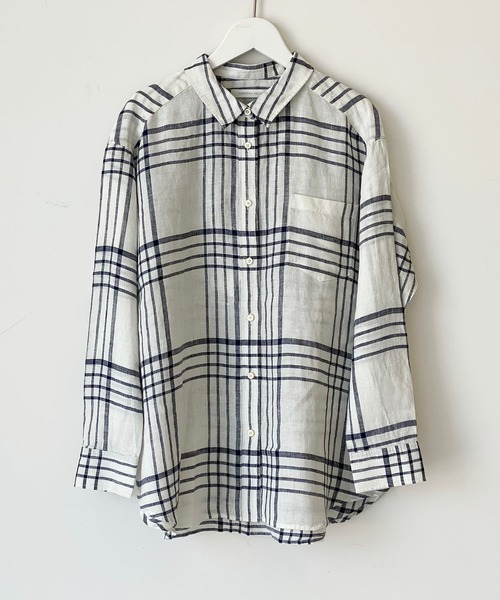 AMERICAN HOLIC(アメリカンホリック)の「ピュアリネンドロップショルダーシャツ*(シャツ/ブラウス・レディース・ネイビー/オフホワイト/サックスブルー/その他5/ストライプ/ライトベージュ/ホワイト系その他7/ブルー系その他6・M/L)」の20枚目の写真