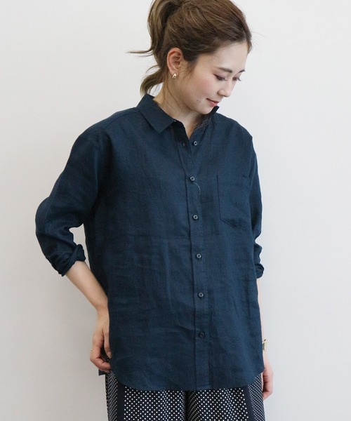 AMERICAN HOLIC(アメリカンホリック)の「ピュアリネンドロップショルダーシャツ*(シャツ/ブラウス・レディース・ネイビー/オフホワイト/サックスブルー/その他5/ストライプ/ライトベージュ/ホワイト系その他7/ブルー系その他6・M/L)」の22枚目の写真