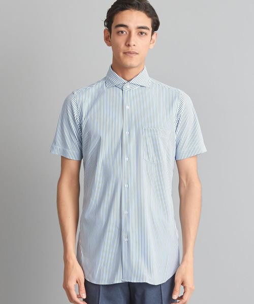 WORK TRIP OUTFITS GREEN LABEL RELAXING（ワークトリップアウトフィッツグリーンレーベル リラクシング）の「【WORK TRIP OUTFITS】WTO トリコット カッタウェイ ロンスト 半袖＜スリムフィット＞（シャツ/ブラウス・メンズ・コバルトブルー/ライトブルー・LARGE/X-LARGE/SMALL/MEDIUM）」の4枚目の写真