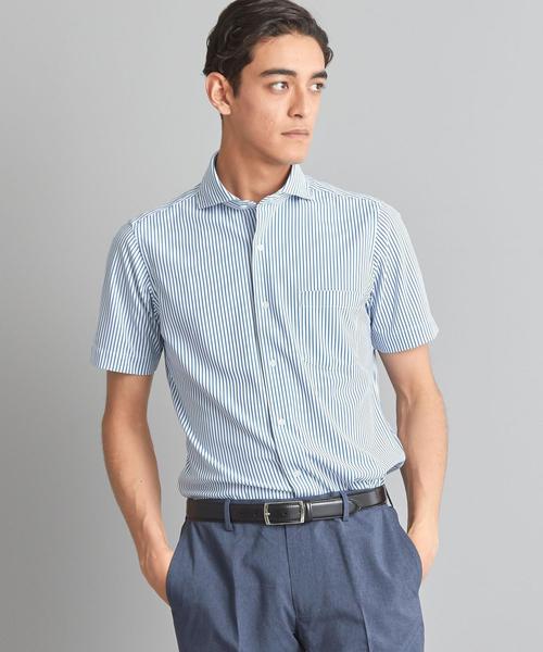 WORK TRIP OUTFITS GREEN LABEL RELAXING（ワークトリップアウトフィッツグリーンレーベル リラクシング）の「【WORK TRIP OUTFITS】WTO トリコット カッタウェイ ロンスト 半袖＜スリムフィット＞（シャツ/ブラウス・メンズ・コバルトブルー/ライトブルー・LARGE/X-LARGE/SMALL/MEDIUM）」の14枚目の写真