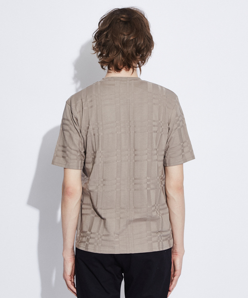 ABAHOUSE（アバハウス）の「チェック柄ジャカード半袖Tシャツ（Tシャツ/カットソー・メンズ・グレイッシュベージュ/ブラック/ホワイト・46/48/44）」の13枚目の写真