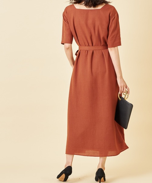 &. NOSTALGIA（アンドドットノスタルジア）の「スクエアネックボタンデザインワンピース（ワンピース・レディース・カーキ/ブラウン・FREE）」の18枚目の写真