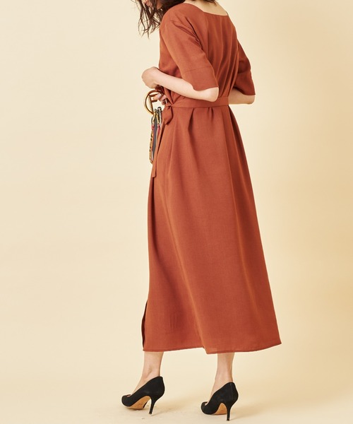 &. NOSTALGIA（アンドドットノスタルジア）の「スクエアネックボタンデザインワンピース（ワンピース・レディース・カーキ/ブラウン・FREE）」の19枚目の写真