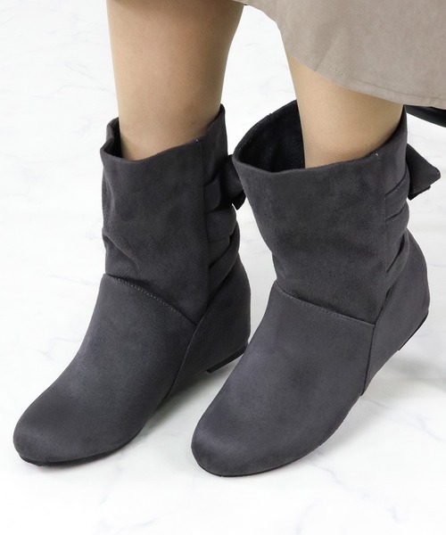 LibertyDoll(リバティードール)の「Liberty doll / インヒールバックリボンブーツ 5.5cm 美脚 ファー ショートブーツ レディース(9006)(ブーツ・レディース・ブラック/ダークブラウン/ネイビー/グレー/ブラウン系その他・LL/S/M/L)」の12枚目の写真