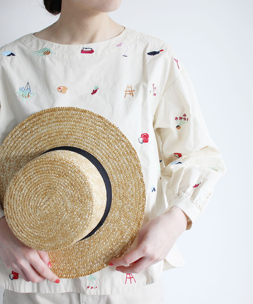 美品＊l'atelier du savon 家の中 刺繍 ブラウス ブラック l'atelier du savon（アトリエドサボン）の「家の中 刺繍
