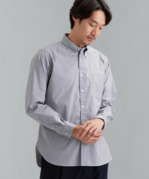 green label relaxing(グリーンレーベルリラクシング)の「< 機能 / 抗菌 ストレッチ >CSN OGC C/C ストライプ ボタンダウン シャツ(シャツ/ブラウス・メンズ・モカ/オフホワイト/ネイビー・X-LARGE/LARGE/SMALL/MEDIUM/X-SMALL)」の1枚目の写真