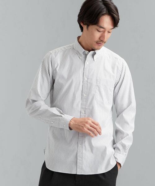 green label relaxing(グリーンレーベルリラクシング)の「< 機能 / 抗菌 ストレッチ >CSN OGC C/C ストライプ ボタンダウン シャツ(シャツ/ブラウス・メンズ・モカ/オフホワイト/ネイビー・X-LARGE/LARGE/SMALL/MEDIUM/X-SMALL)」の2枚目の写真