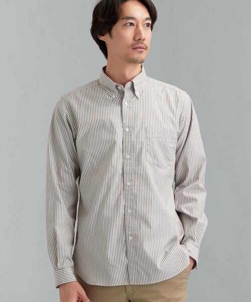 green label relaxing(グリーンレーベルリラクシング)の「< 機能 / 抗菌 ストレッチ >CSN OGC C/C ストライプ ボタンダウン シャツ(シャツ/ブラウス・メンズ・モカ/オフホワイト/ネイビー・X-LARGE/LARGE/SMALL/MEDIUM/X-SMALL)」の3枚目の写真