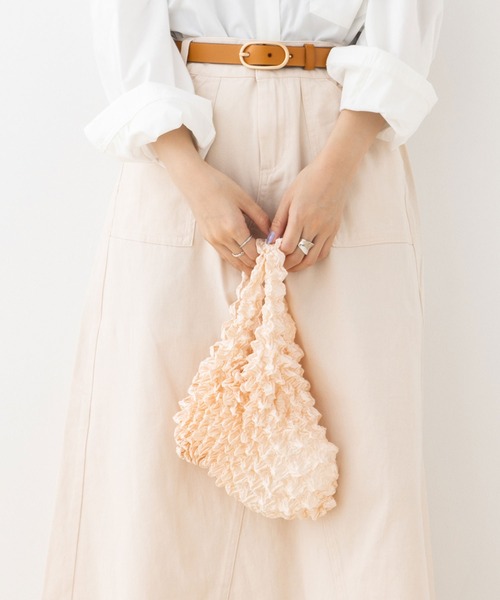 florist（フローリスト）の「簡単！畳まないくしゅくしゅラッフルエコバッグ（エコバッグ/サブバッグ・レディース・ブラック/ネイビー/シルバー/ゴールド/その他2/ワインレッド/ピンク/グリーン/パープル/ミント/イエロー/ブルーグリーン/ブルー/クリーム/レッド/シャンパン・M）」の15枚目の写真