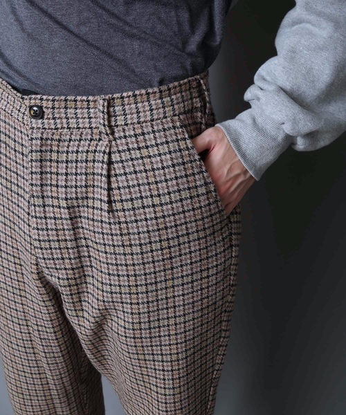 KANGOL(カンゴール)の「【KANGOL/カンゴール】ツイードパンツ チェックパンツ ワイドパンツ テーパードシルエット ウエストゴム仕様(その他パンツ・メンズ・ベージュ/グレー・MEDIUM/LARGE/X-LARGE)」の14枚目の写真