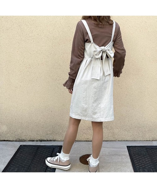 frunco(フランコ)の「ショート丈バックリボンOP(ワンピース・レディース・アイボリー/ブラウン/ブラック・FREE)」の1枚目の写真