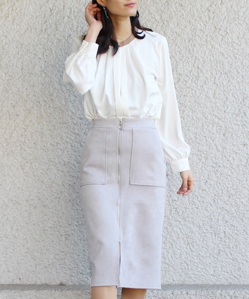 TRUDEA(トルディア)の「【non-no3月号掲載アイテム】バンドカラー2WAYデザインブラウス(シャツ/ブラウス・レディース・モカ/イエロー/ネイビー/グレイッシュブルー/ホワイト・MEDIUM/LARGE)」の10枚目の写真