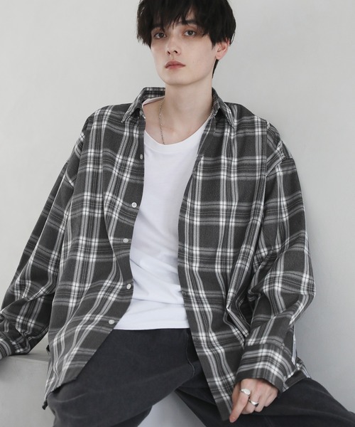 ASTRONOMY(アストロノミー)の「ルーズシルエットワイドブロード/チェックシャツ(シャツ/ブラウス・メンズ・ホワイト/グレー系その他/ブルー/チャコール/ブラック系その他/グリーン/パープル系その他/ブルー系その他/グレー系その他2/ホワイト×ブラック/ベージュ/ネイビー×ホワイト/パープル系1/グレー系1/ブルー系1/ベージュ系1/オレンジ系1/ブラック系1/ブラウン系1/カーキ/サックスブルー/ブルー系/ベージュ系/ブラウン系2/ストライプ・S/M/L)」の9枚目の写真