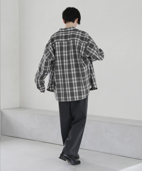 新品SeaRoomlynn ルーズシルエットCHECKシャツ グレーM セール】ルーズシルエットワイドブロード/チェックシャツ（シャツ