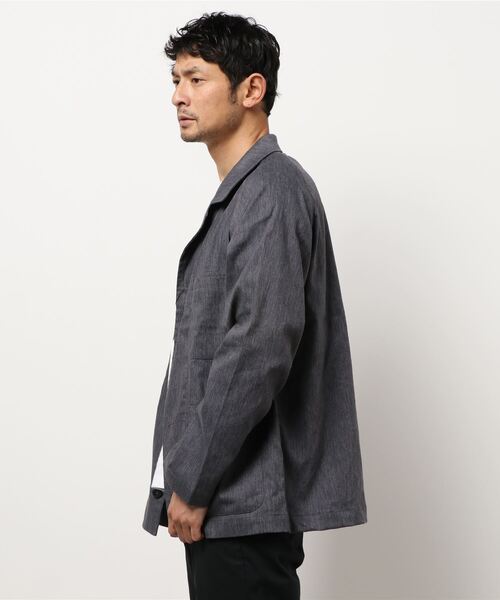 CIAOPANIC TYPY(チャオパニックティピー)の「リネン混ワークジャケット(セットアップ対応)(テーラードジャケット・メンズ・チャコールグレー/オリーブ・S/M/L)」の7枚目の写真