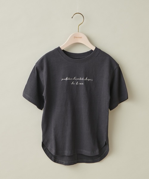 DISCOAT（ディスコート）の「【キッズ】オソロビッグロゴチュニック5分袖Tシャツ（Tシャツ/カットソー・キッズ・チャコールグレー/オフホワイト/ミント・120/130/140）」の3枚目の写真