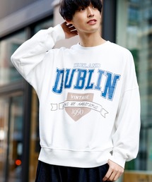 ライト裏毛 カレッジ ロゴ ルーズシルエット トレーナー 【DUBLIN】